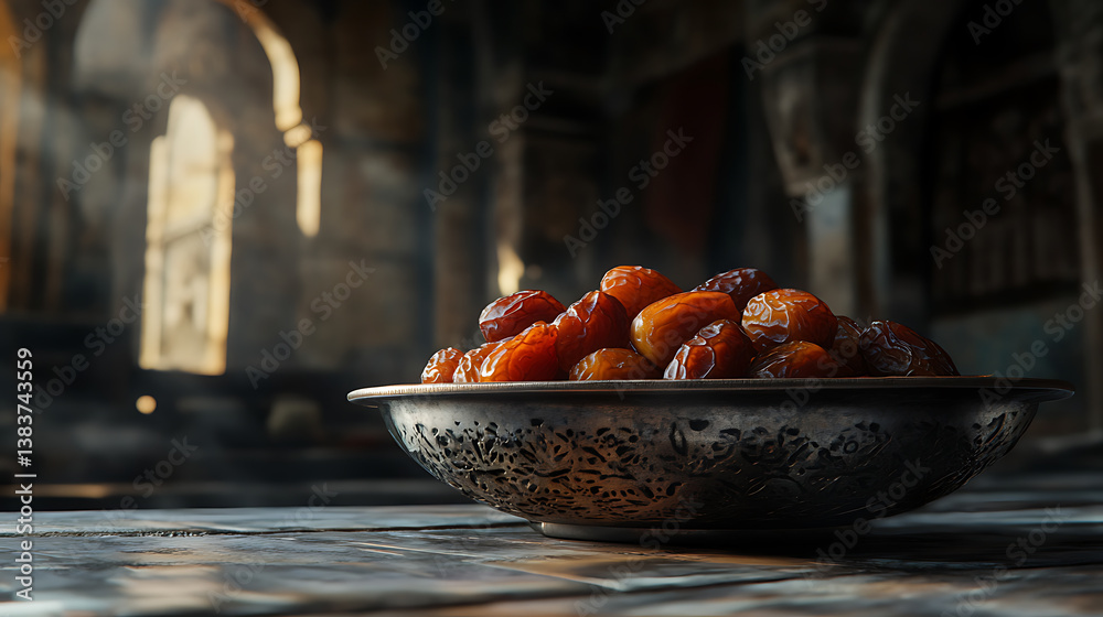 Poster typical of the month of ramadan for muslims is the setting here, after the fast has been brokenwater