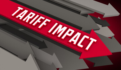 Tariff Impact Arrow Down Recession Economy Bad Result Outcome Lower Outlook 3d Illustration
