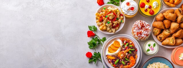 Colorful Array of Delicious Dishes and Desserts for Celebratory Feast