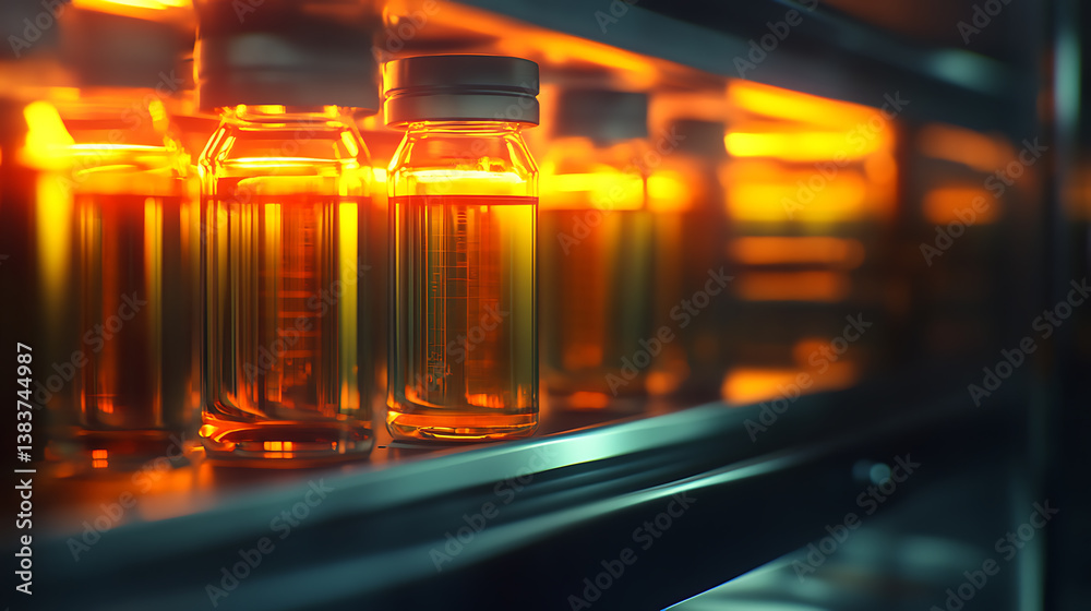 Fototapete Vials stored in a temperature-controlled environment, highlighting the importance of maintaining specific temperatures for sensitive substances