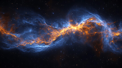 Fototapeta premium Vibrant cosmic nebula starry night sky, science astronomy background