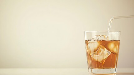 Iced beverage being poured into a glass