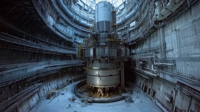 Advanced nuclear reactor construction modern facility industrial photography indoor environment low angle view engineering excellence