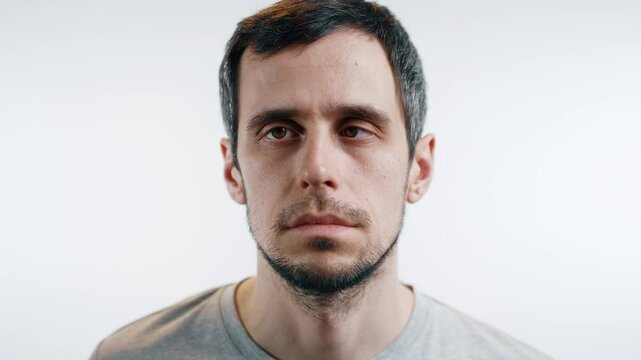 Portrait of a man with strabismus