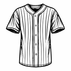 Vintage Pinstripe Baseball Jersey Sketch in Black and White Classic Sportswear Illustration