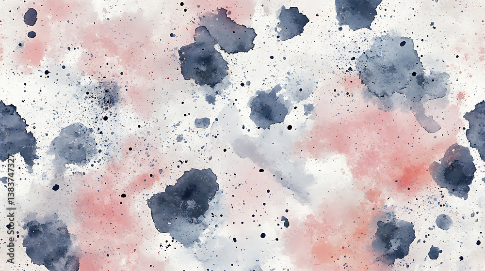 Aufkleber Watercolor seamless pattern, watercolor splashes, random artistic watercolor blobs background