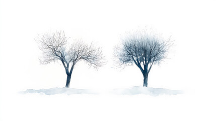 Fototapeta premium Watercolor winter trees