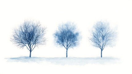Fototapeta premium Watercolor winter trees