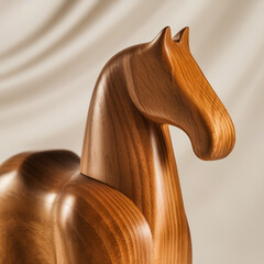Wooden horse sculpture with smooth finish