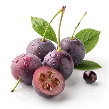 A cluster of fresh Grewia asiatica (Phalsa) berries with a deep purple hue, a slightly dusty surface, and delicate natural imperfections 