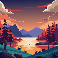 sunset over the mountains
