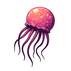 Colorful cartoon jellyfish illustration against a white background  