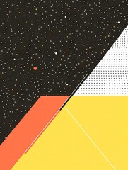 Abstract geometric design with vibrant colors and textured patterns