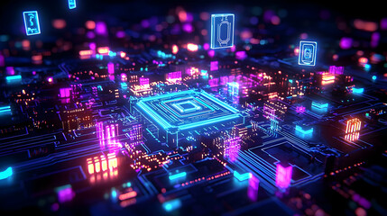 Obraz premium Abstract Glowing Circuit Board Design