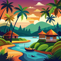 tropical island with palm trees