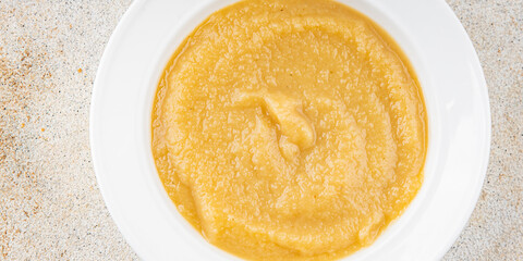 Apple puree natural ingredient tasty fresh gourmet food background table rustic food top view copy space