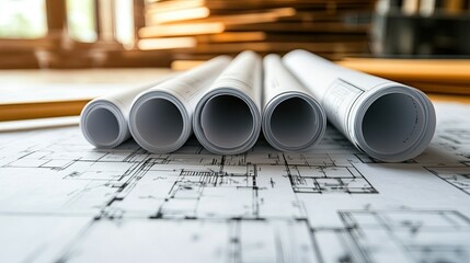 Architect Rolls and Architectural Plan -