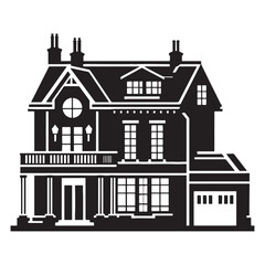 Fototapeta premium Graceful Townhouse silhouette, capturing the beauty of multi-level city homes – Townhouse illustration – Townhouse vector – City living silhouette
