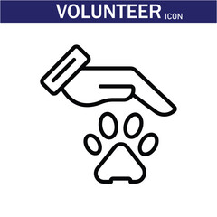 Volunteer Vector Line Icon . Volunteering, Charitable Organizations Logo Linear Pictograms. Donations, Humanitarian Aid, Peace-Keeping Missions Symbols Contour Illustrations . EPS 10 .