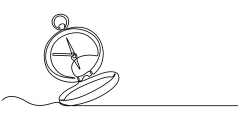 Continuous one line drawing of traveller compass. One line drawing illustration of compass navigate and adventure. Navigation, direction, journey concept line art. Editable outline, Magnetic compass. © SREESADHIN