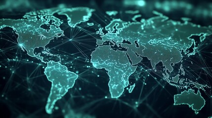 Global digital connectivity map technology landscape infographic visualization data-driven insights aerial perspective modern networks