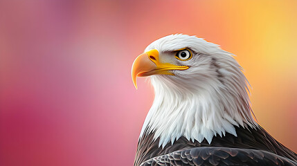 Obraz premium Bald Eagle Profile Portrait Against Soft Gradient Background