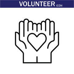 Volunteer Vector Line Icon . Volunteering, Charitable Organizations Logo Linear Pictograms. Donations, Humanitarian Aid, Peace-Keeping Missions Symbols Contour Illustrations . EPS 10 .