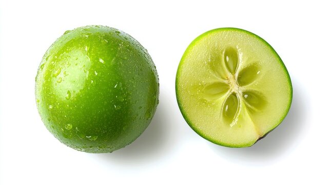 Fresh Cassaba Melons Whole and Cut with Water Droplets on White