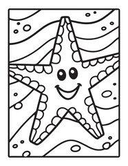 Cute ocean animals coloring page, illustration, bold & easy design, bold & easy coloring page, line art, black & white designs, vector illustration, ocean scenes, ocean background
