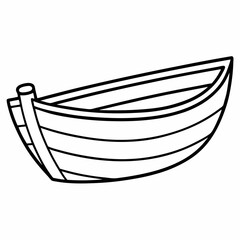 Wooden Boat Outline Coloring Book Page Line Art