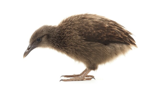 Weka Bird Walking on White Background Isolated for Educational Purposes