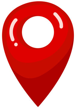 A red map marker icon with a circle is displayed on a transparent background. It has a slight white highlight that conveys a glossy surface.
