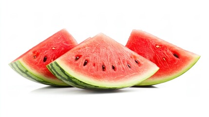 Fresh Watermelon Slices Ready to Eat on White Background