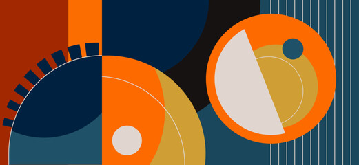 Abstract geometric background. Bauhaus, Memphis minimalist retro poster graphic vector illustration.