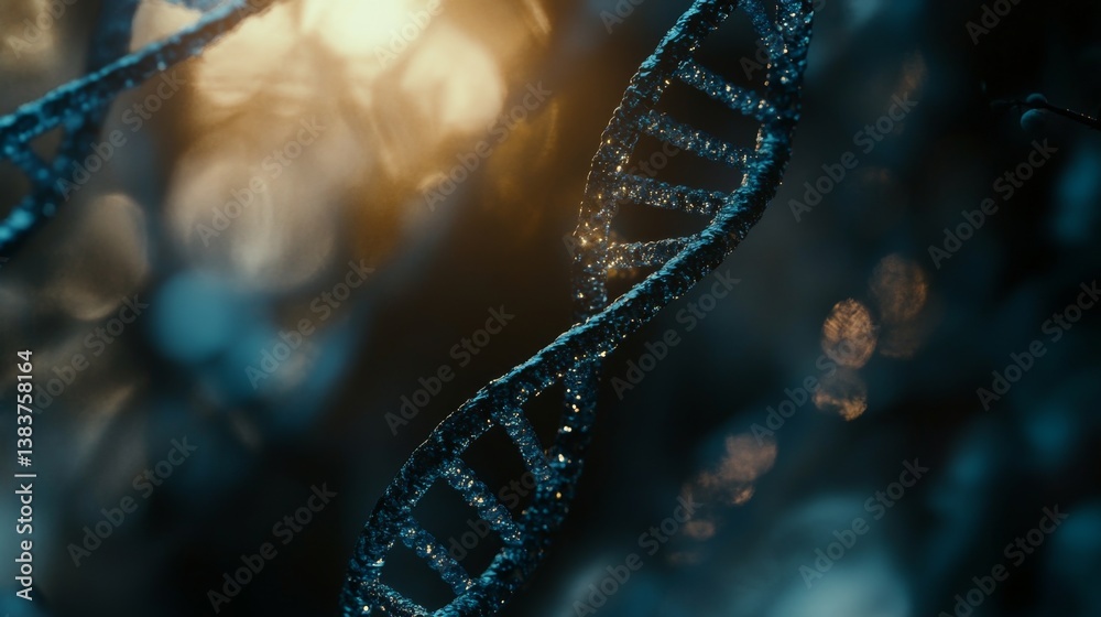 Poster exploring dna structures in a microscopic lab setting scientific visualization of genetic material c