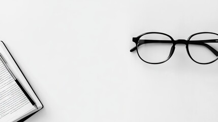 Simple workspace with planner, pen, and glasses