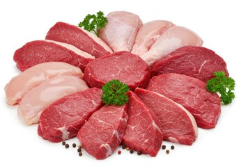 Raw meat assortment various cuts