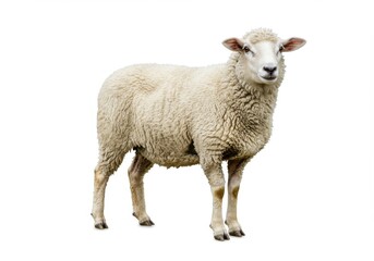 Fluffy white sheep full body