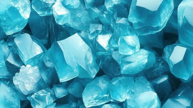 Sparkling blue crystals, showcasing their intricate shapes and facets. The vibrant turquoise color adds a striking visual appeal, perfect for backgrounds or decorative purposes. 