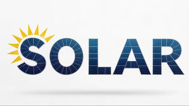 Animated logo representing solar energy, featuring sun and renewable power symbols, promoting sustainability, clean energy, and modern eco-friendly technology.