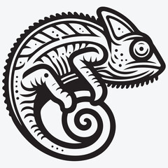 A Chameleon outline style vector logo stock illustration