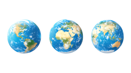 Pack of Globe Icons set Against Transparent Background for Travel, Global Business, or International Branding