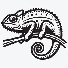 A Chameleon outline style vector logo stock illustration
