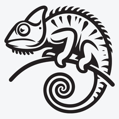 A Chameleon outline style vector logo stock illustration