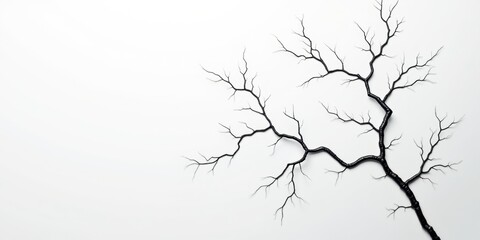 A minimalist silhouette of a barren tree branch against a soft white background, evoking a sense of solitude and nature's stark beauty.