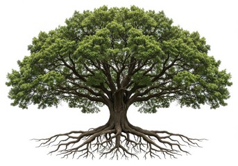 Majestic oak tree intricate root