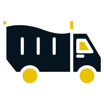 Drump Truck, Black and Yellow Design Drump Truck, Drump Truck Line Icon