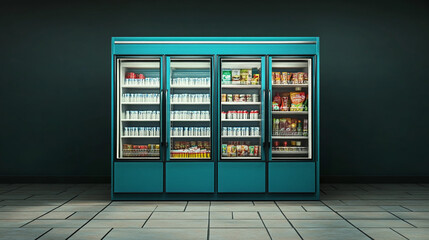 Teal Commercial Refrigerator  Drinks  Snacks  Food  Grocery Store  Retail Display  Cold St