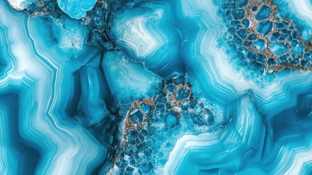 Beautiful blue agate stone with intricate patterns and textures. The layers of blue hues create a mesmerizing effect, showcasing natural mineral formations. Mineral macro background.