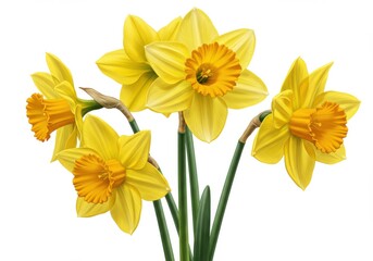 Obraz premium Yellow daffodils vibrant petals green